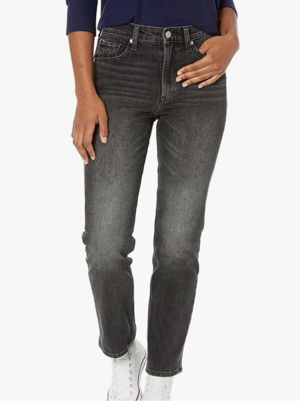 Women’s Classic Straight High-Rise Jeans - Charcoal Gray Size 8 Short